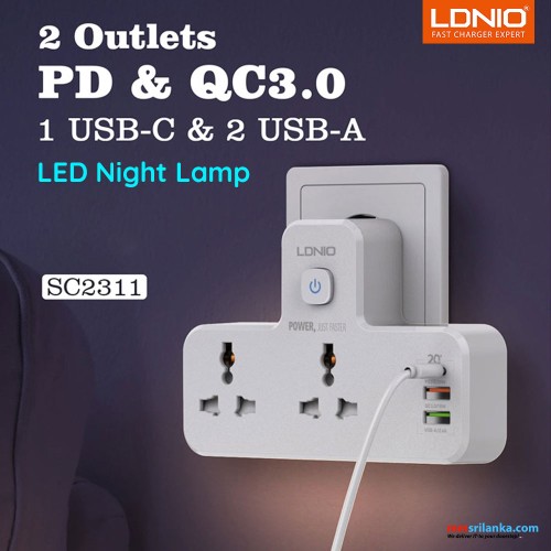 LDNIO SC2311 20W 3-Port USB Charger Extension Power Strip (6M)